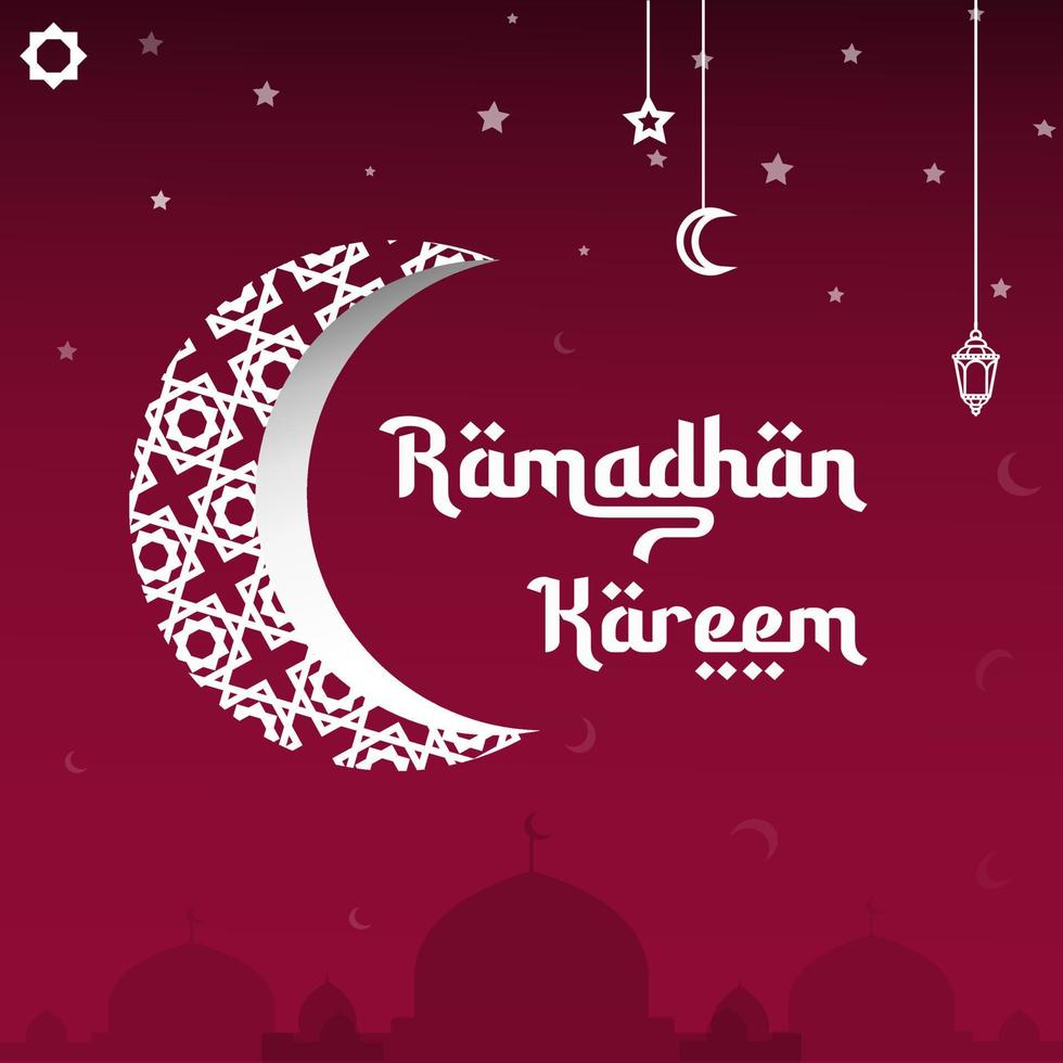 Ramadán kareem saludo tarjeta rojo antecedentes con ornamento bandera diseño modelo vector