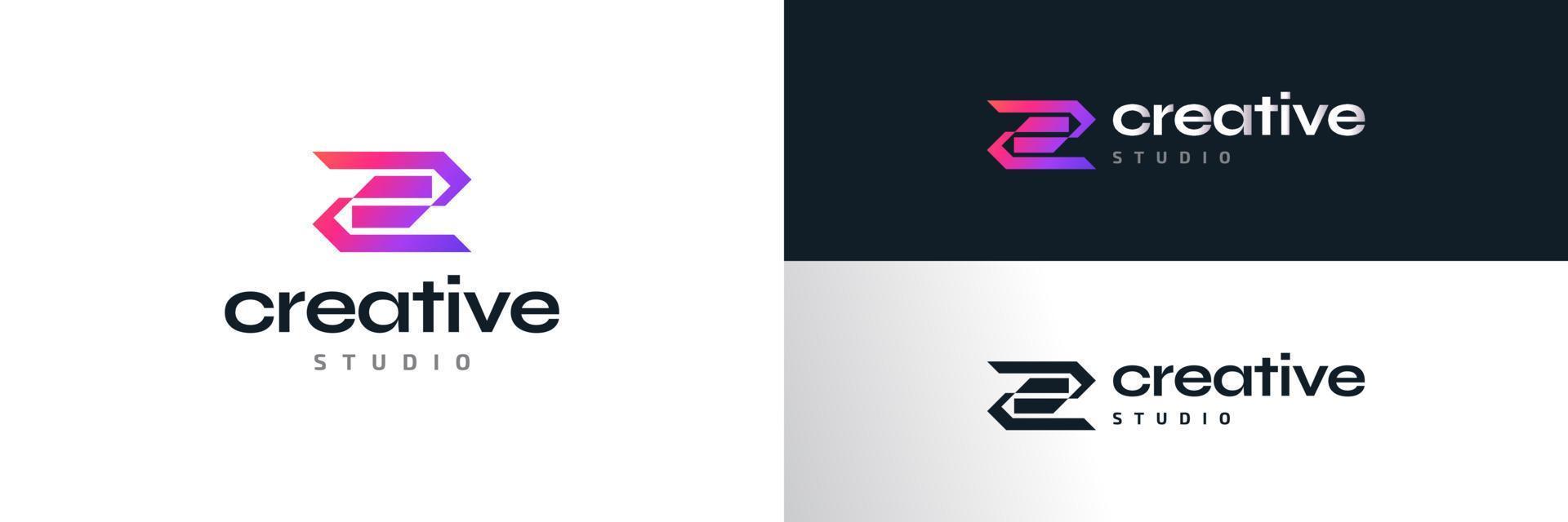 Abstract and Geometric Letter Z Logo in Colorful Gradient Style. Suitable for Business and Technology Company Logo vector