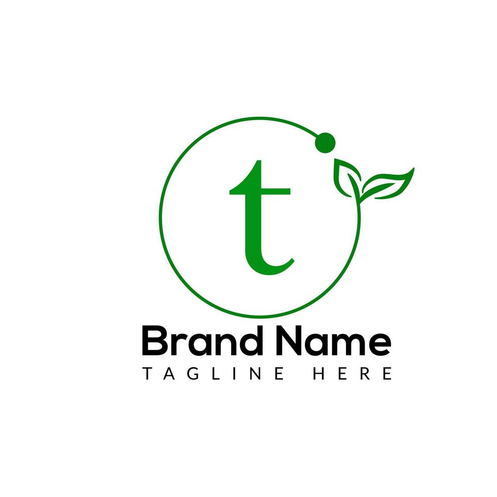 Eco Logo On Letter T Template. Eco On T Letter, Initial Eco, Leaf, Nature, Green Sign Concept vector