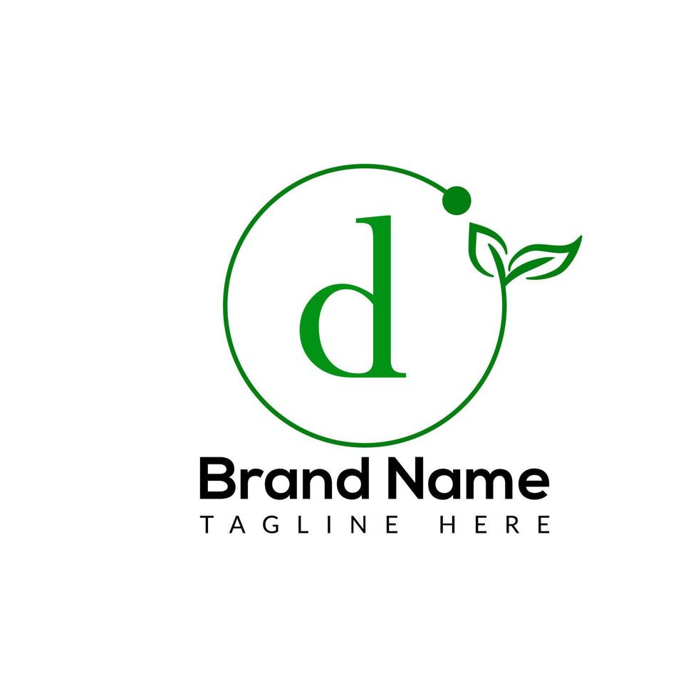 Eco Logo On Letter D Template. Eco On D Letter, Initial Eco, Leaf, Nature, Green Sign Concept vector