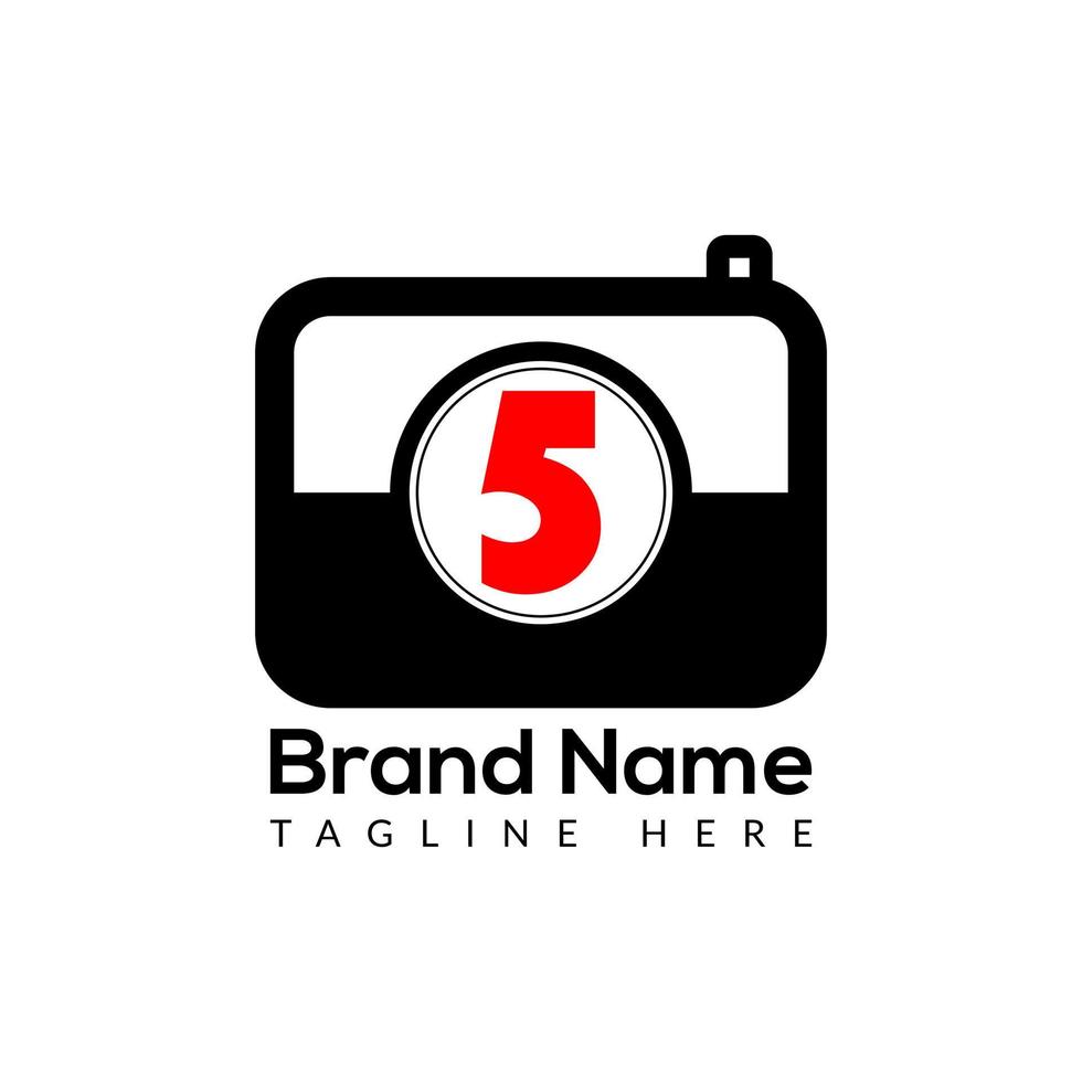 Capture Logo On Letter 5 Template. Camera Icon On 5 Letter, Initial Capture, Photography, Camera Sign Concept vector