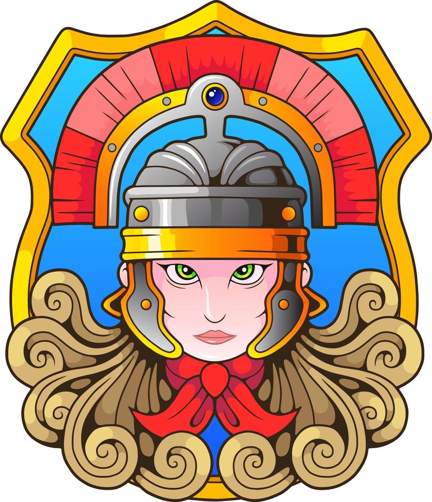 mythological goddess Athena, logo design vector