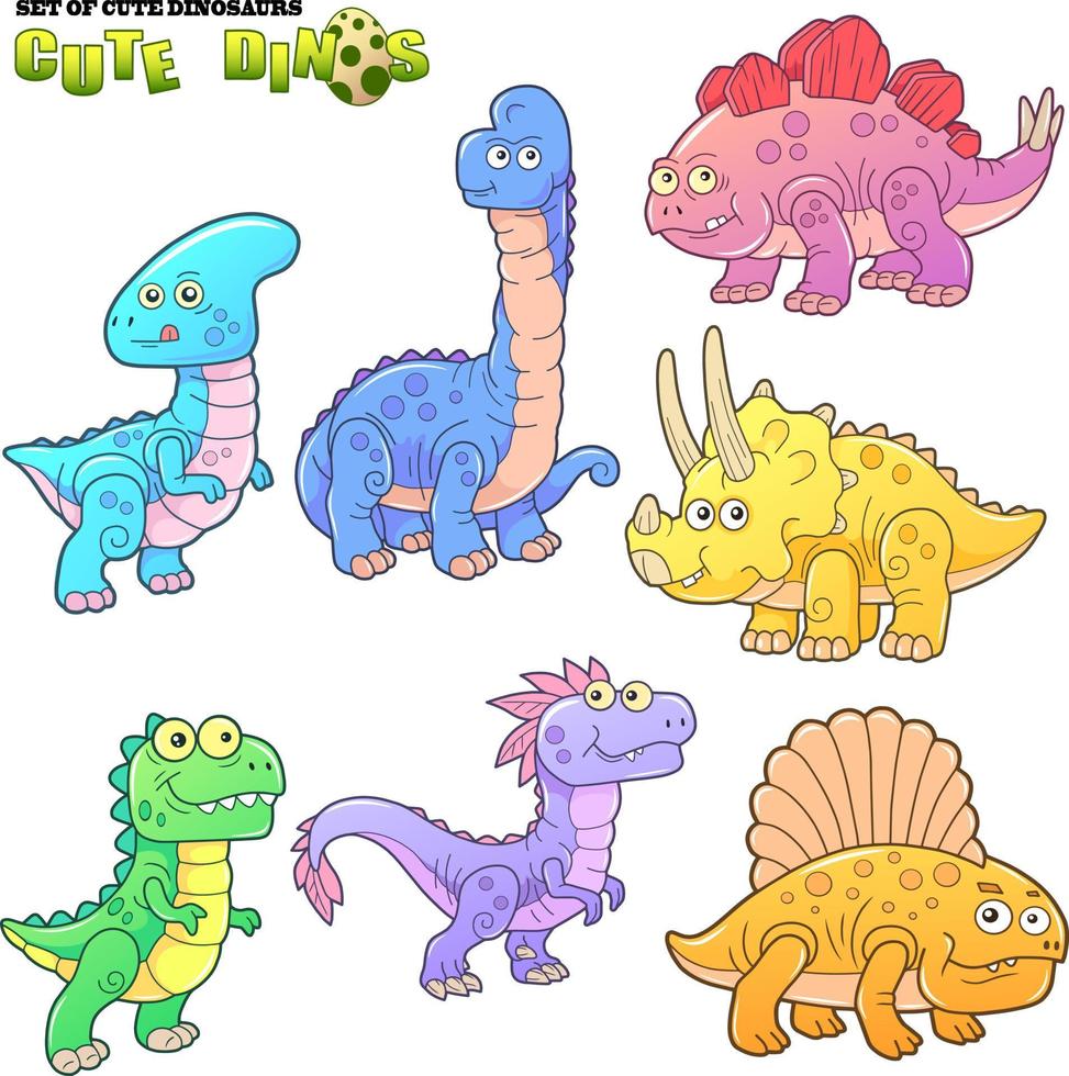 linda prehistórico dinosaurios, gracioso imágenes conjunto vector