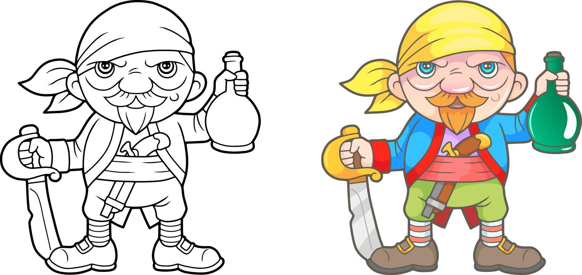 funny pirate, illustration design vector