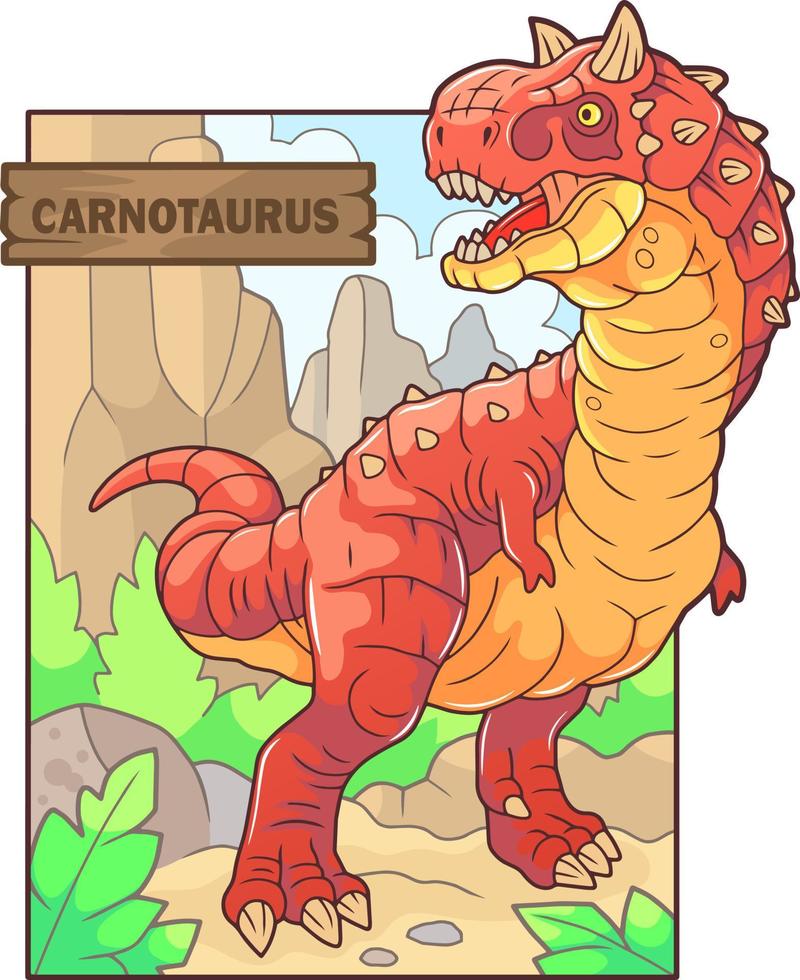 prehistórico dinosaurio carnotauro, ilustración diseño vector