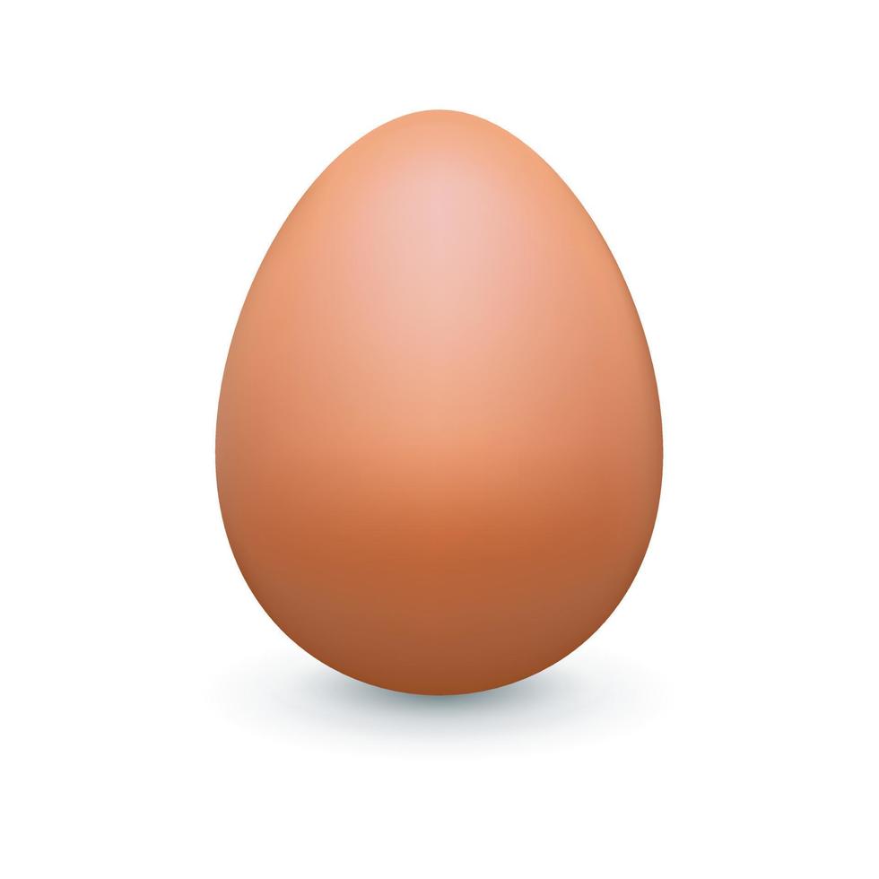 Colored 3d Easter egg. Natural red brown realistic three dimensional vector design element on white background.
