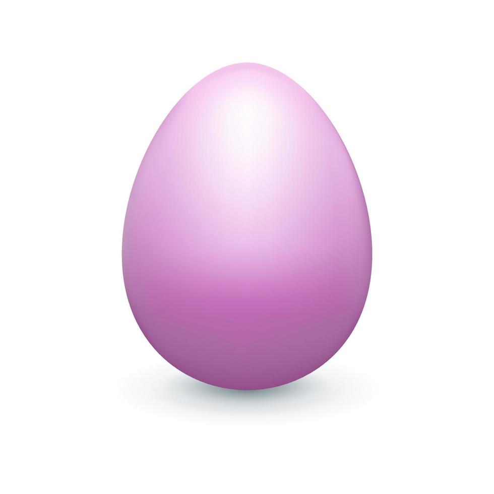Colored 3d Easter egg. Purple realistic three dimensional vector design element on white background.