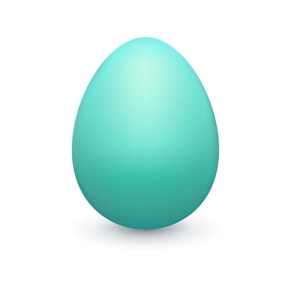 Colored 3d Easter egg. Green realistic three dimensional vector design element on white background.