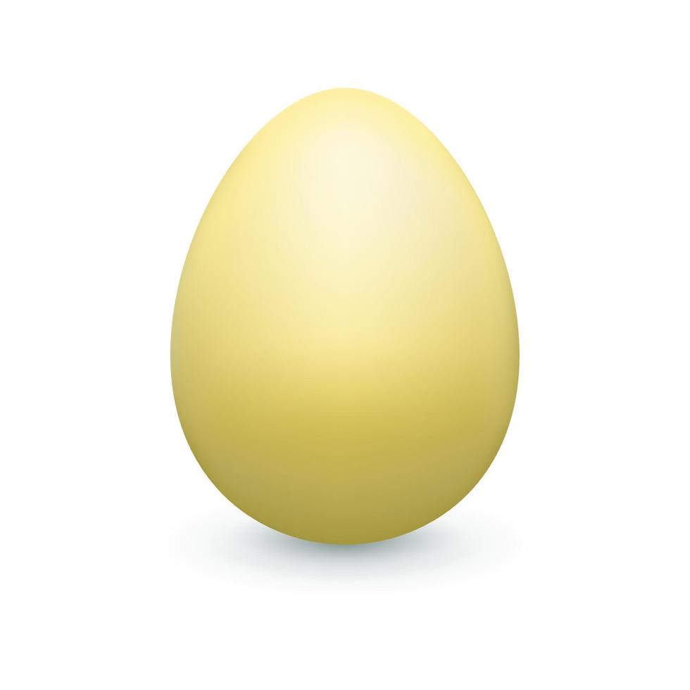 Yellow 3d Easter egg. Realistic vector design element on white background.