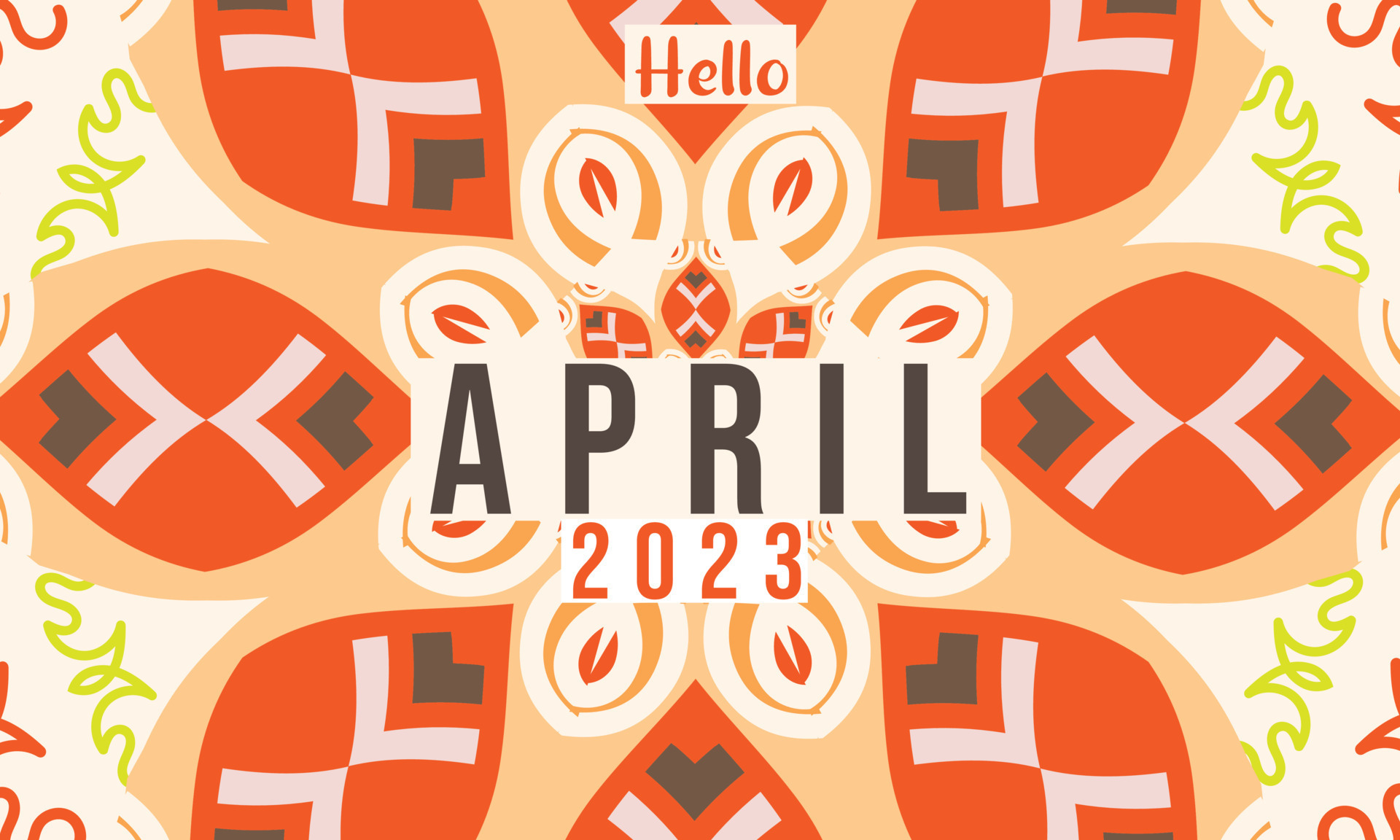 Hello April. April month vector with flowers Decoration background