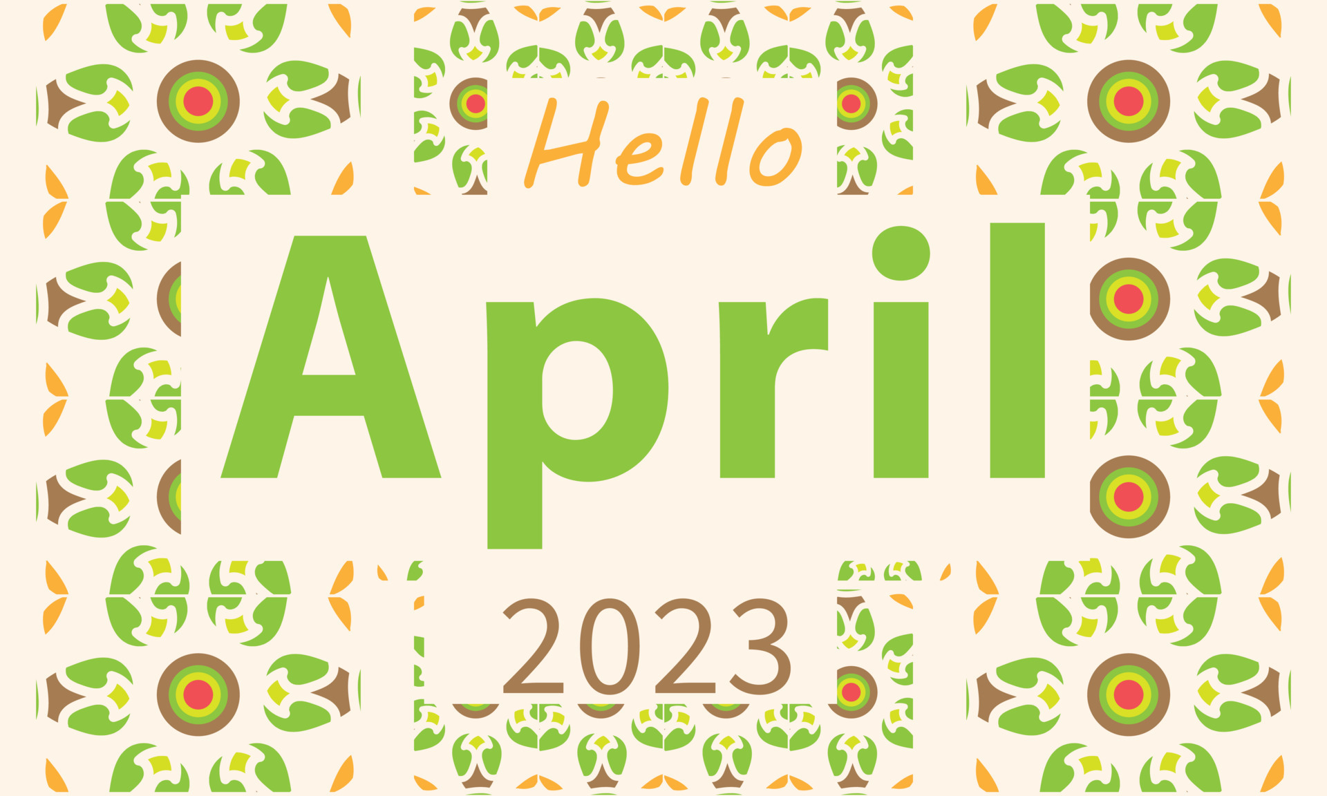 Hello april april month vector with flowers decoration background
