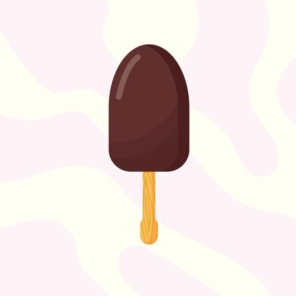 Chocolate ice cream on a stick. vector