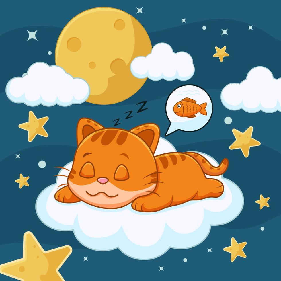 linda naranja gato dormido concepto vector