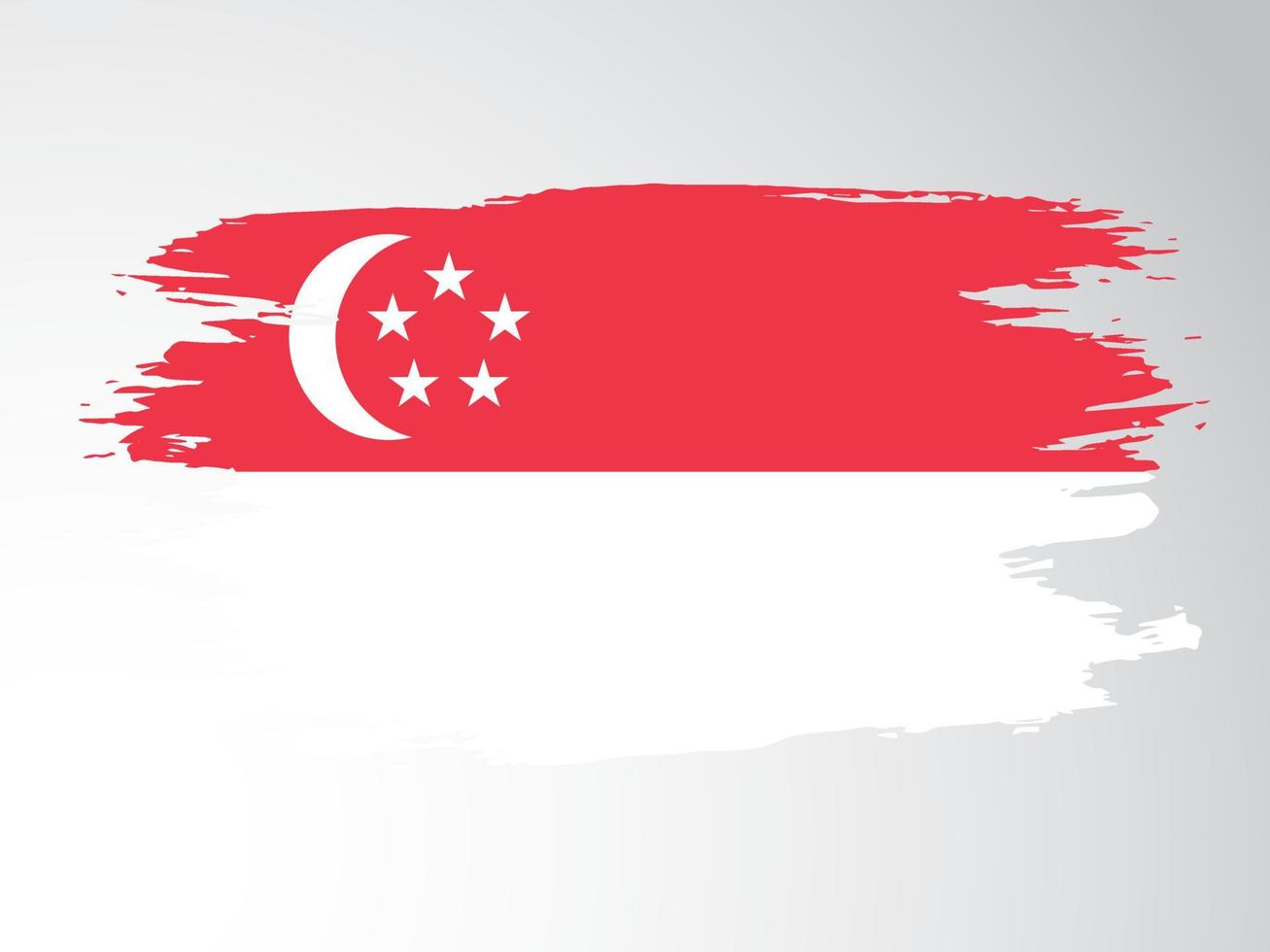 Singapore vector flag painted with a brush