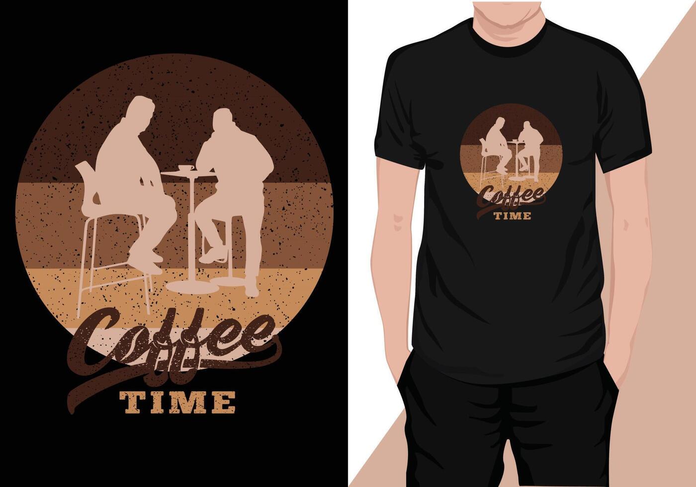 café hora Clásico retro t camisa diseño vector