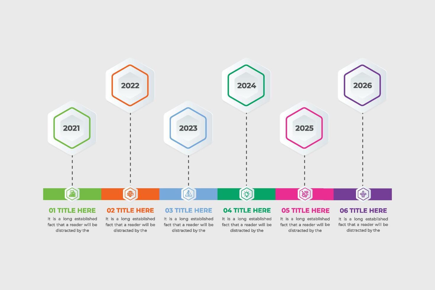 Business infographics timeline template vector with colorful geometric shapes. Integrated flowchart background. Business project and presentation process step graph chart design for office.