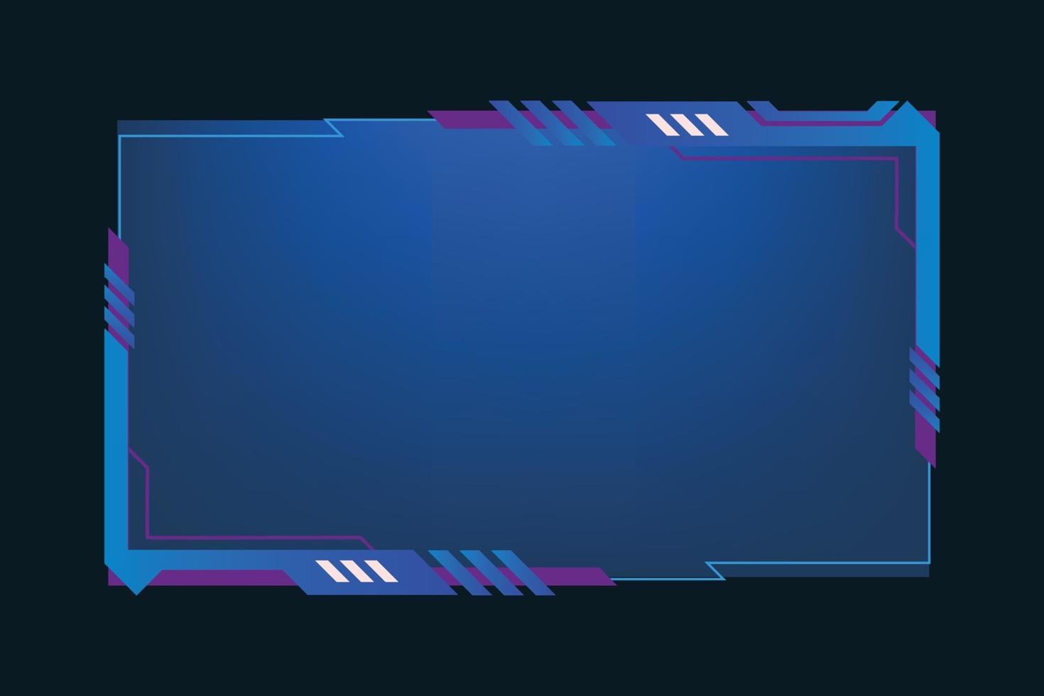 Simple gaming screen panel and overlay design with offline screen vector. Live streaming overlay and broadcast border design with blue color. Online user interface vector with abstract shapes.