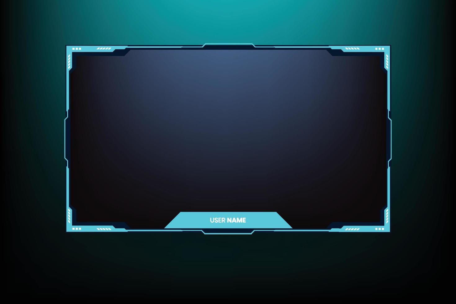 Online gaming screen panel design vector with simple shapes. Live streaming overlay design for gamers. Live broadcasting overlay and screen interface decoration with dark and blue color.