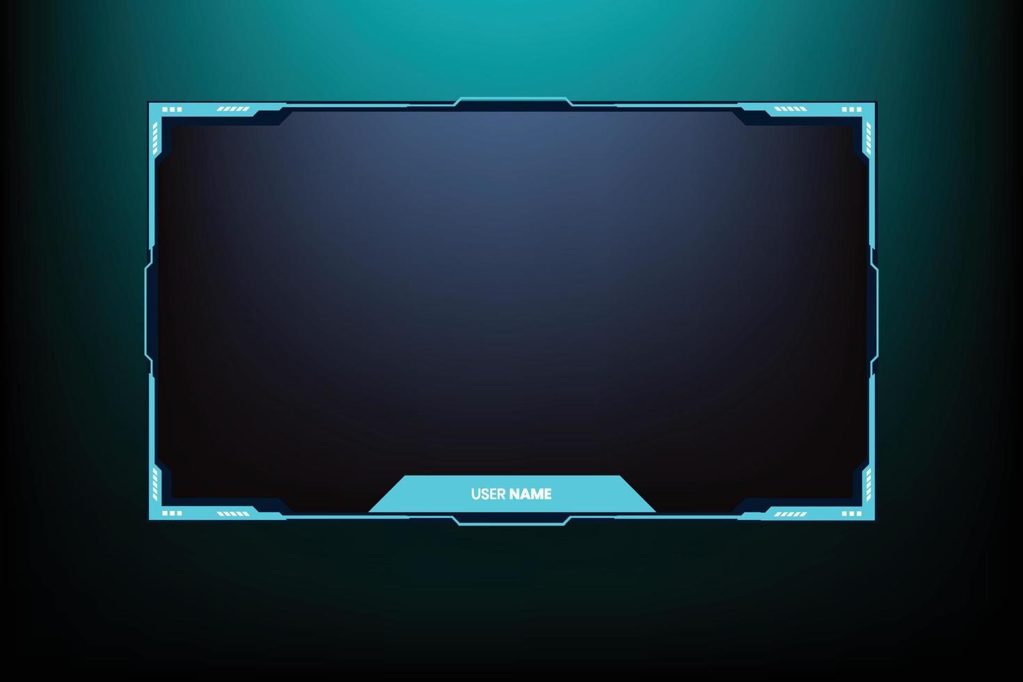 Online gaming screen panel design vector with simple shapes. Live streaming overlay design for gamers. Live broadcasting overlay and screen interface decoration with dark and blue color.