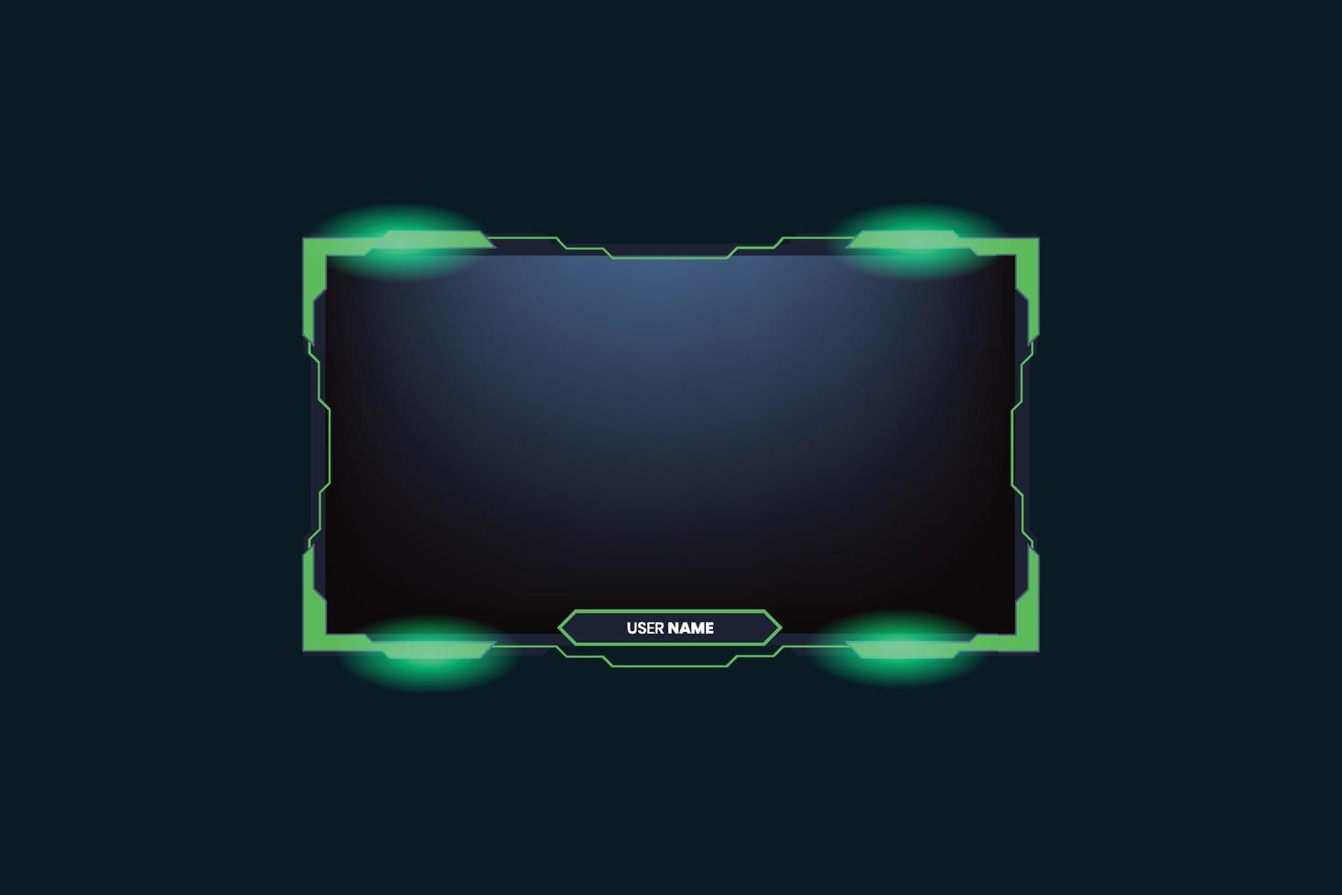 vector de superposición de pantalla verde sobre un fondo oscuro. panel de pantalla de juego en vivo y diseño de marco con efecto de luz. vector de superposición de transmisión creativa con borde de pantalla para jugadores en línea.