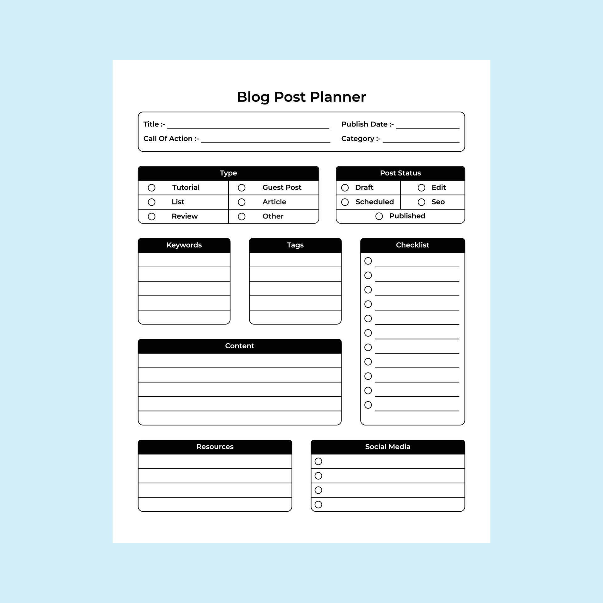 blog-post-planner-template-interior-blog-writer-information-and