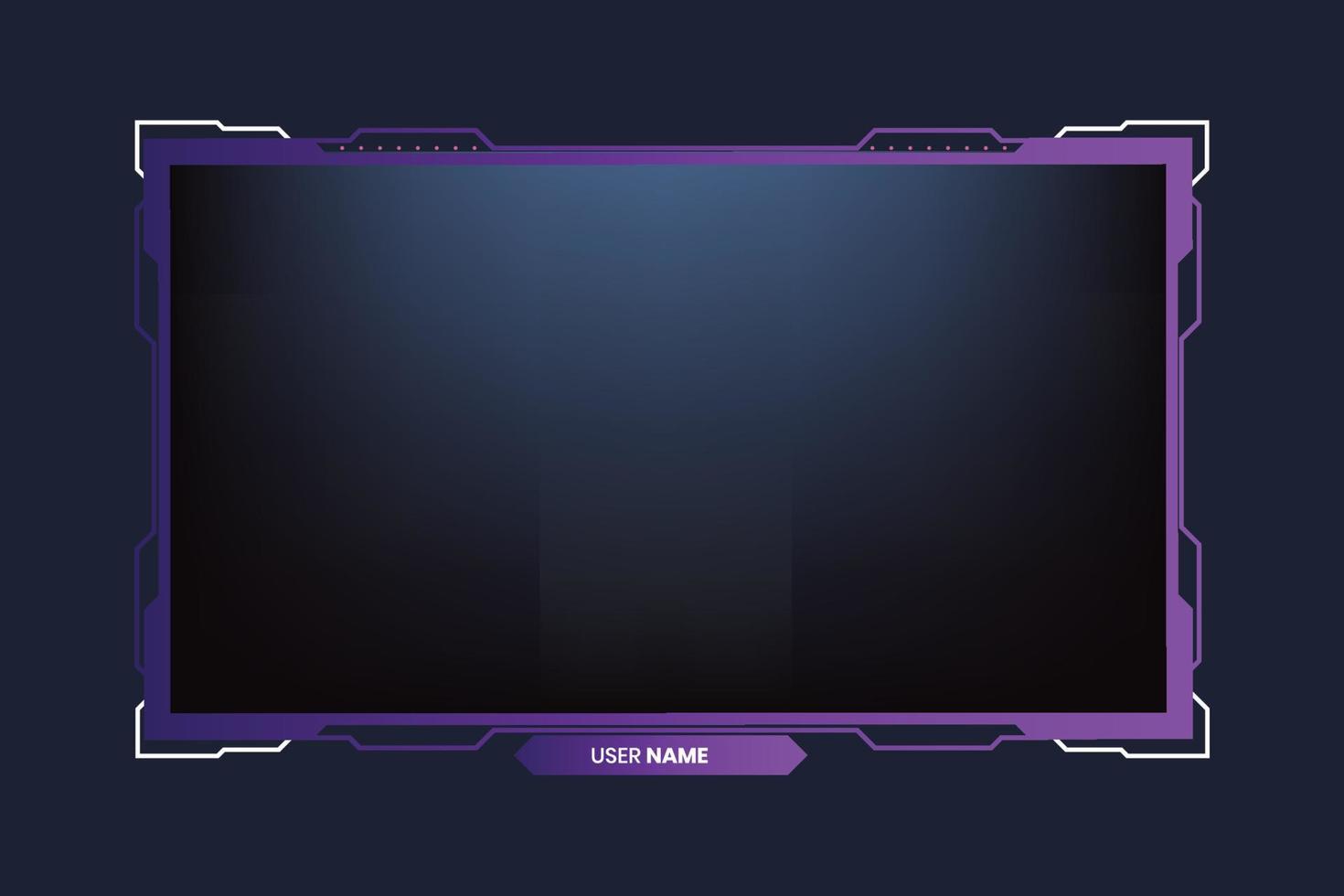 Live gaming overlay design with abstract shapes. Broadcast screen panel and offline frame background with purple and dark colors. Digital live streaming overlay vector. Futuristic gaming panel design. vector