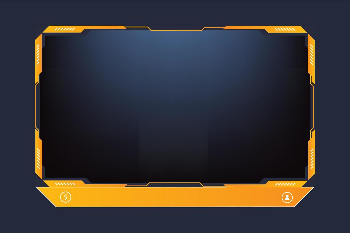 Offline and online screen collection on a dark background. Simple overlay decoration with yellow color borders and buttons. Online gamer screen interface design for live streamers. vector