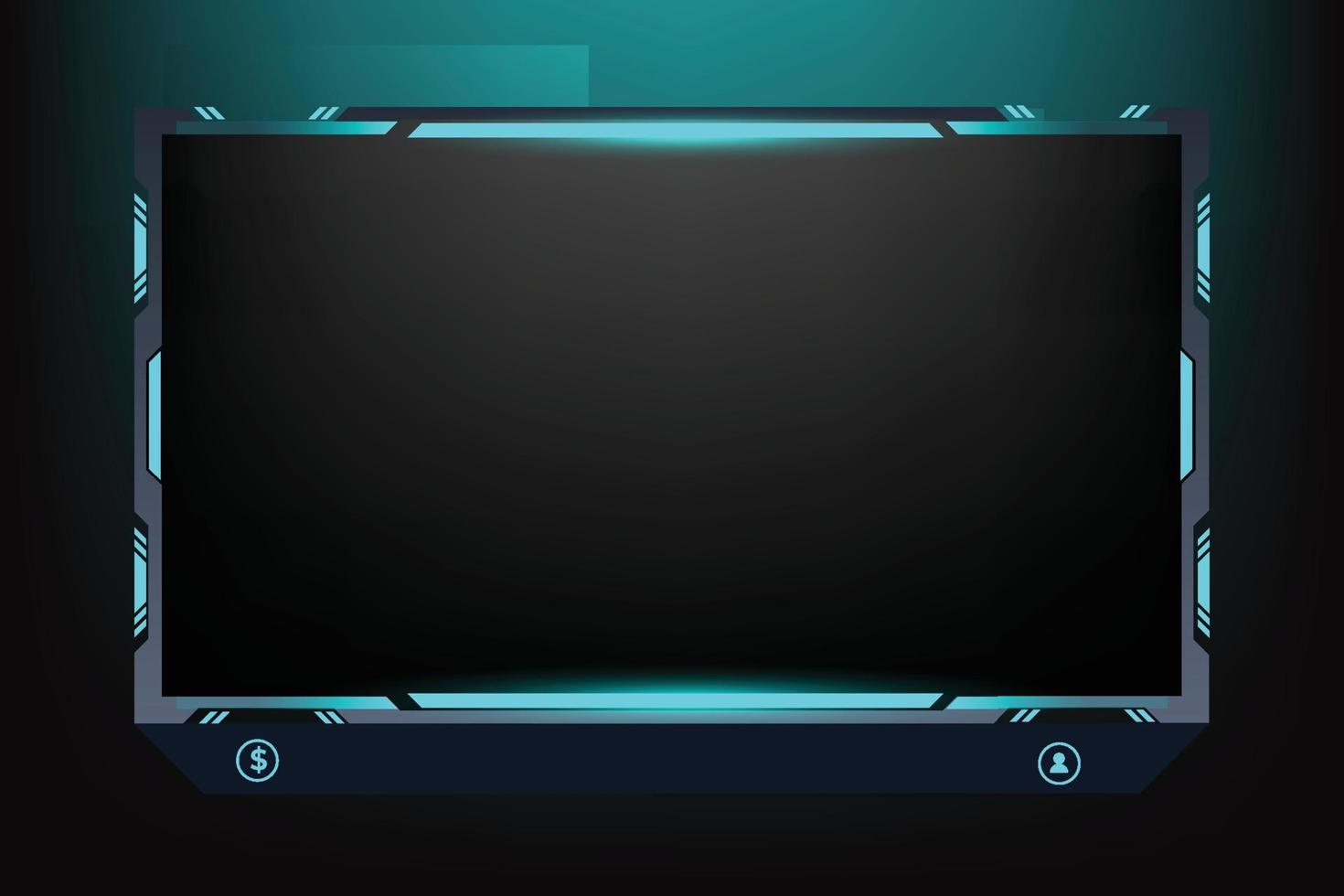 Live broadcasting screen panel design vector with abstract shapes. Online gaming overlay and screen interface decoration with shiny blue color. Live streaming overlay design for gamers.