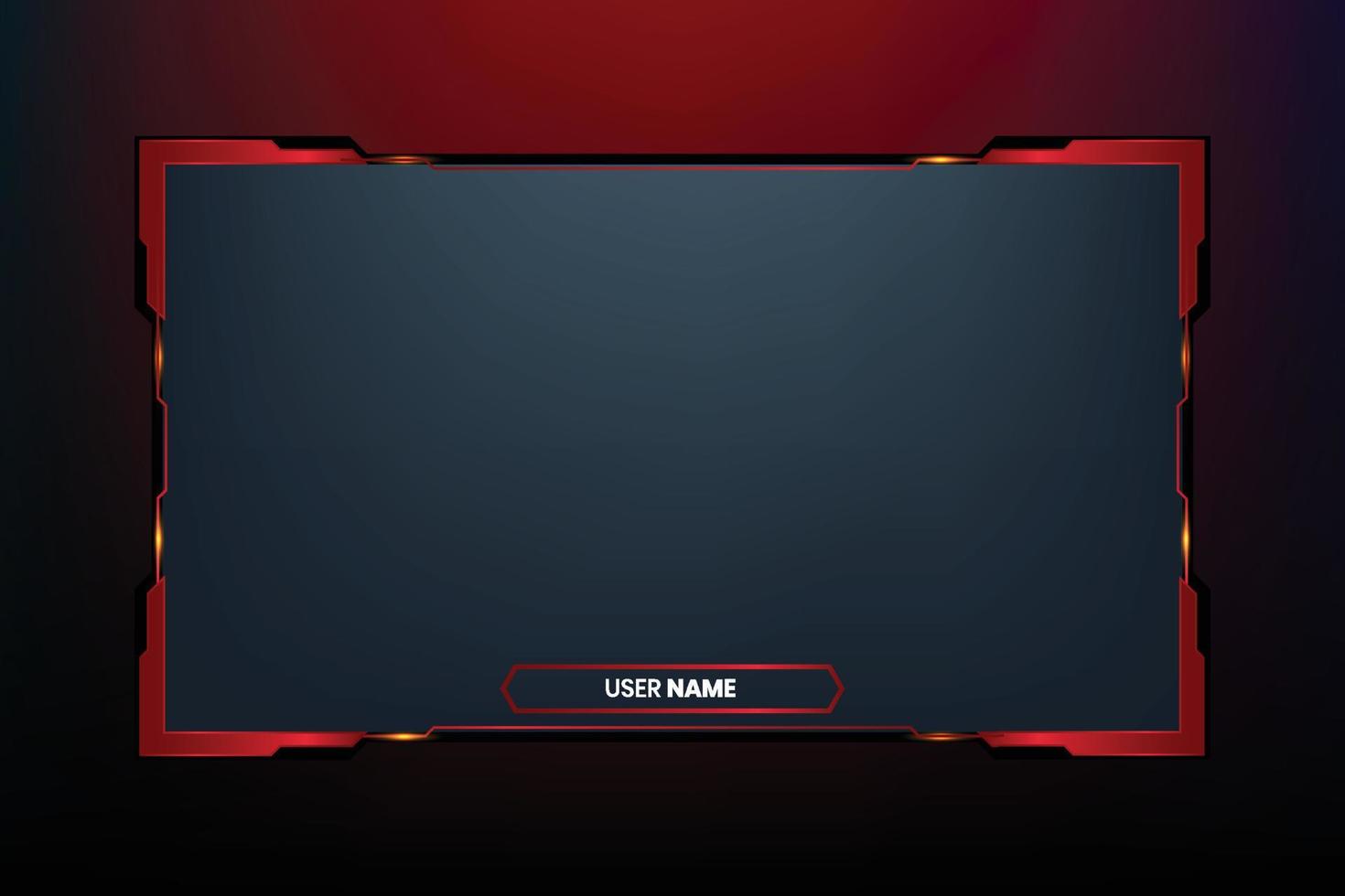 diseño de panel de pantalla de juego futurista con bordes de color rojo sangre. diseño de superposición de transmisión oscura con formas digitales para jugadores. vector de marco de transmisión de juegos en vivo para streamers en línea.