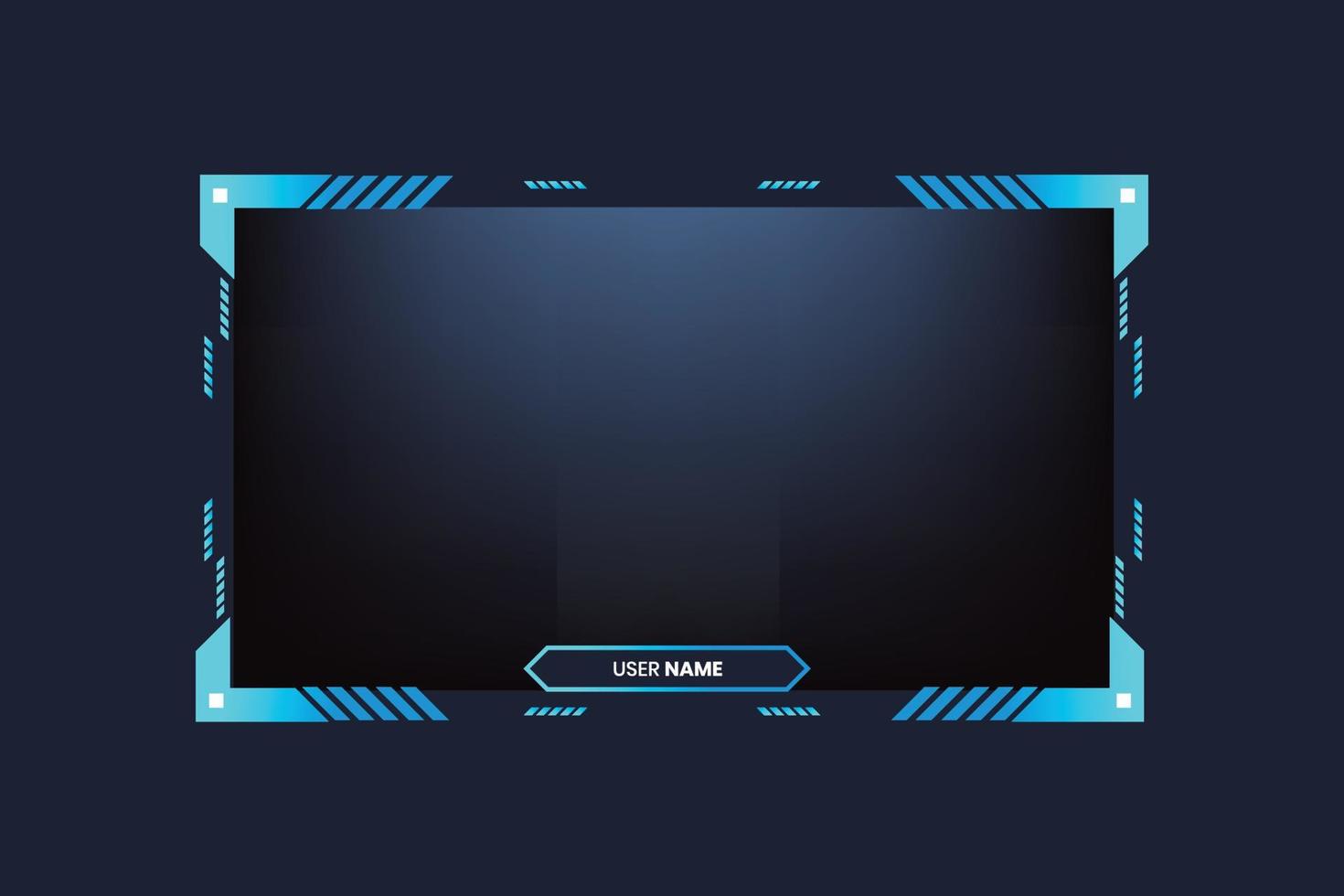 Futuristic live streaming overlay vector with frosty blue color. Live gaming screen panel and broadcast frame design with abstract shapes. Streaming panel overlay template design for gamers.