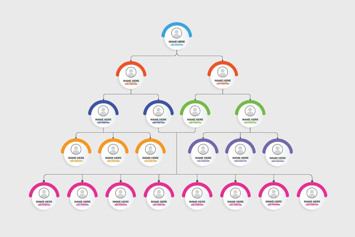 negocio trabajo posición visualización infografía modelo vector con vistoso redondo formas oficina administración y presentación infografía diagrama vector. creativo diagrama de flujo diseño para oficina.