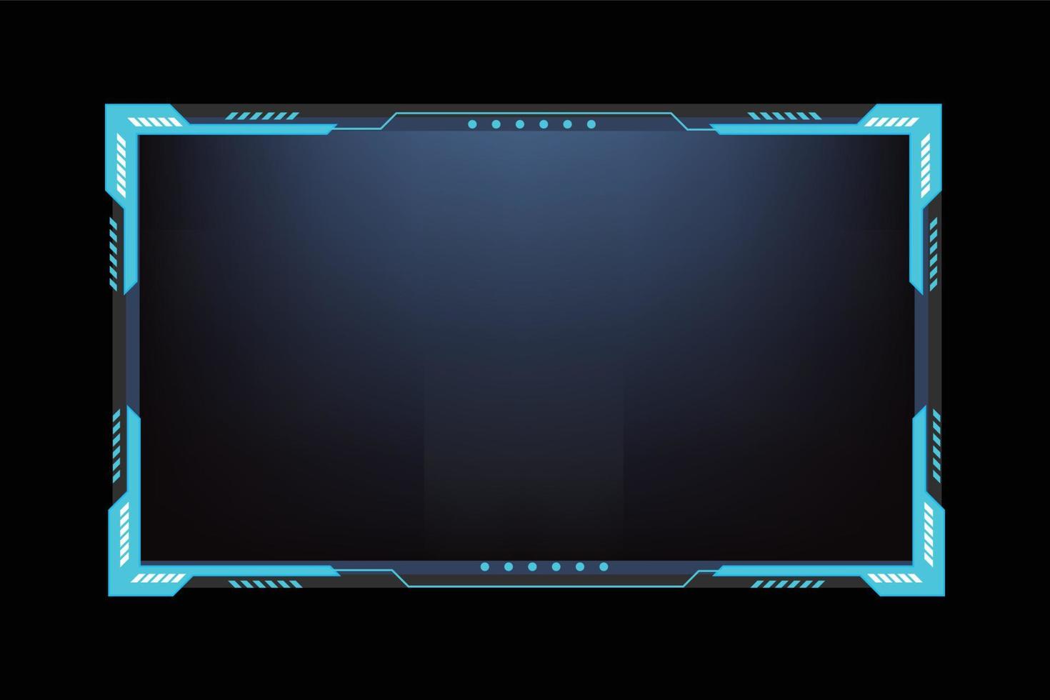 Live gaming overlay vector with a dark background. Online gaming overlay design for online gamers. Futuristic ice color streaming overlay design with colorful buttons and frosty decoration.