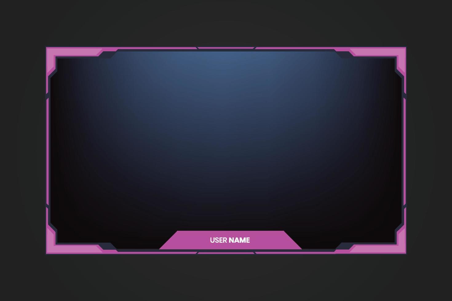 Online screen interface and gaming border decoration for girl gamers. Futuristic game screen panel on a dark background. Broadcast streaming frame border template vector for display decoration.