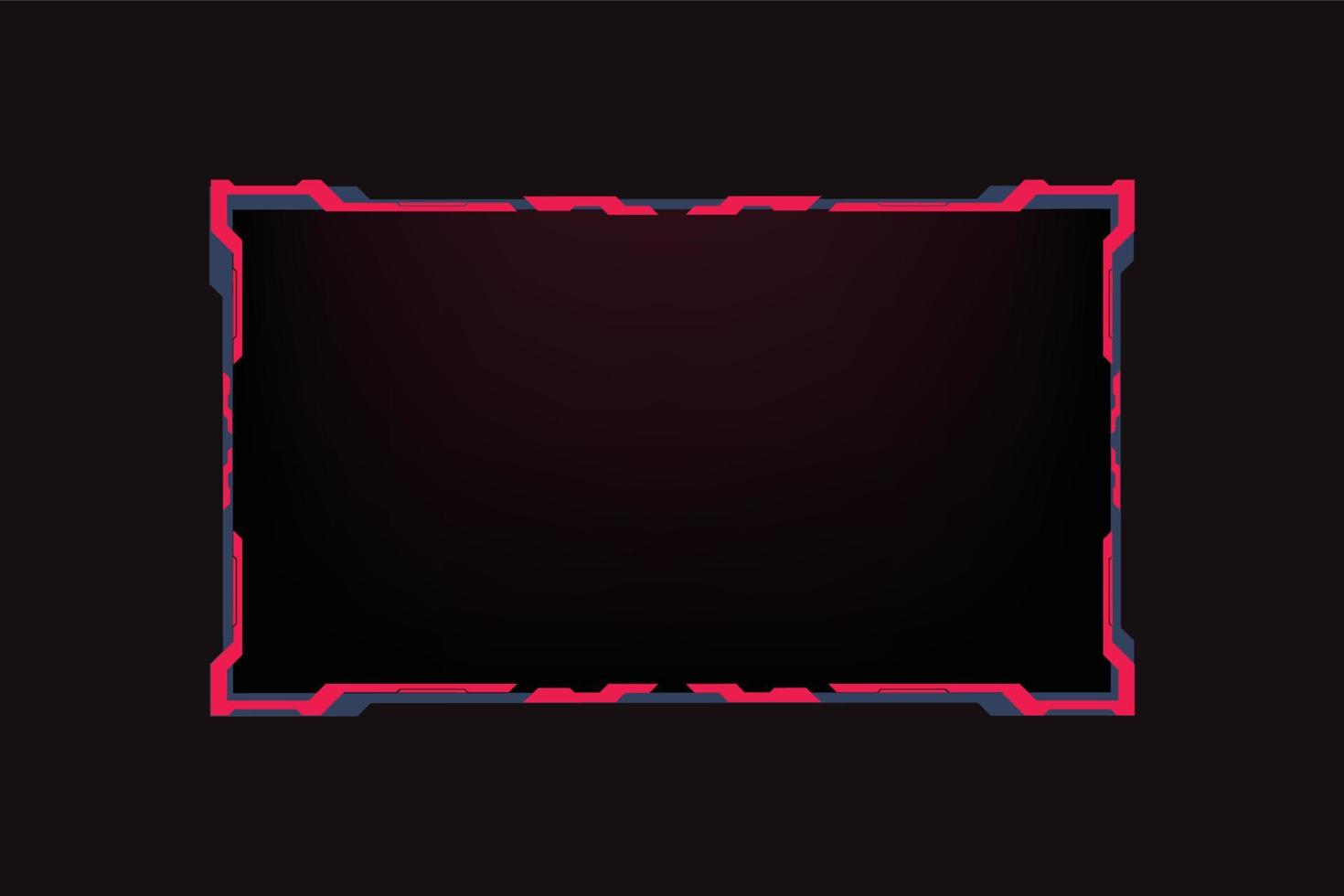 Live gaming broadcast frame with digital shapes for gamers. Dark streaming overlay panel design with red color borders. Futuristic gaming screen design vector for online streamers.