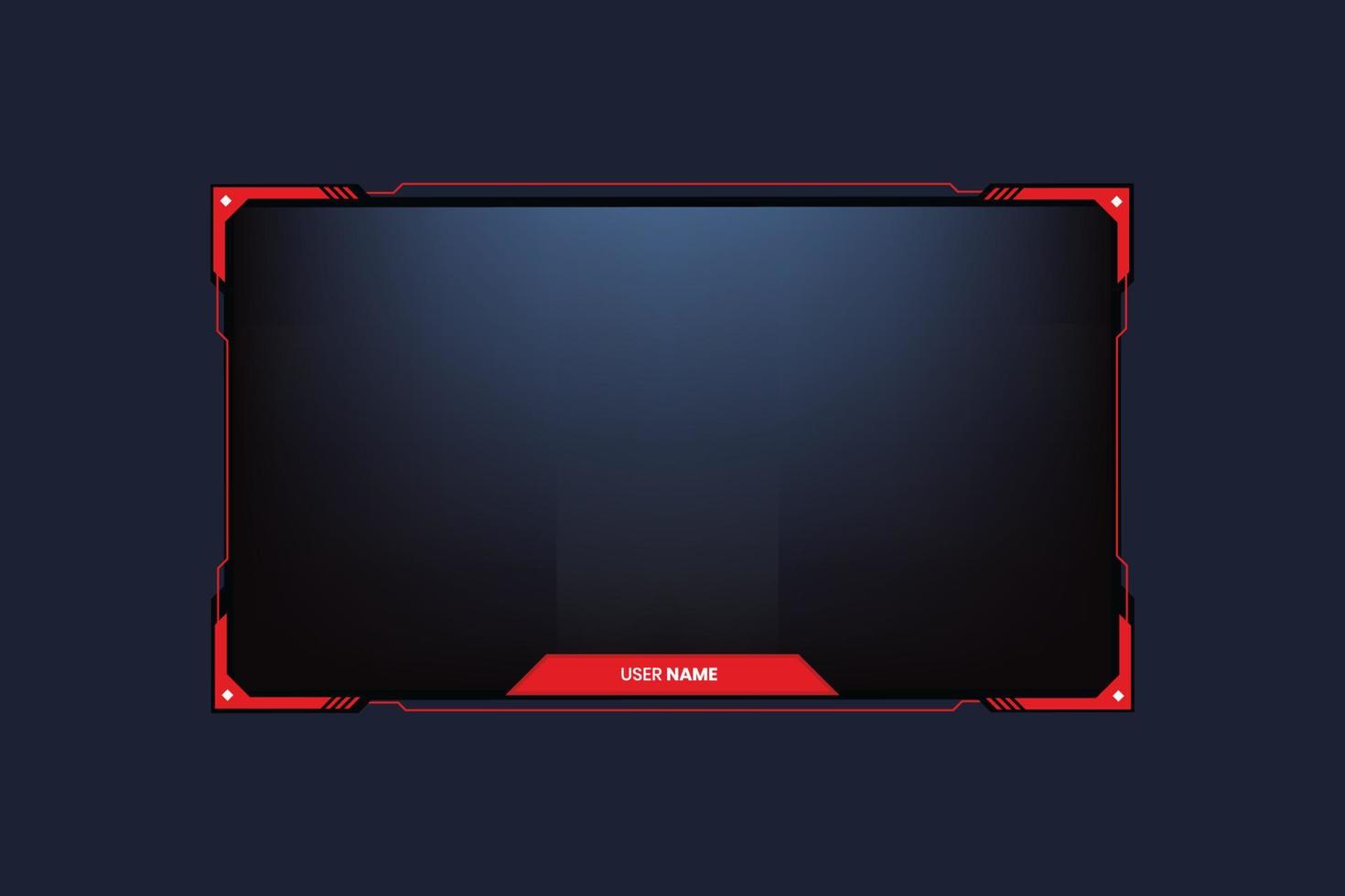 Simple broadcast frame design with red color and dark background. Offline and online screen panels with subscribe buttons for gamers. Modern gaming and streaming overlay vector for screen interface.