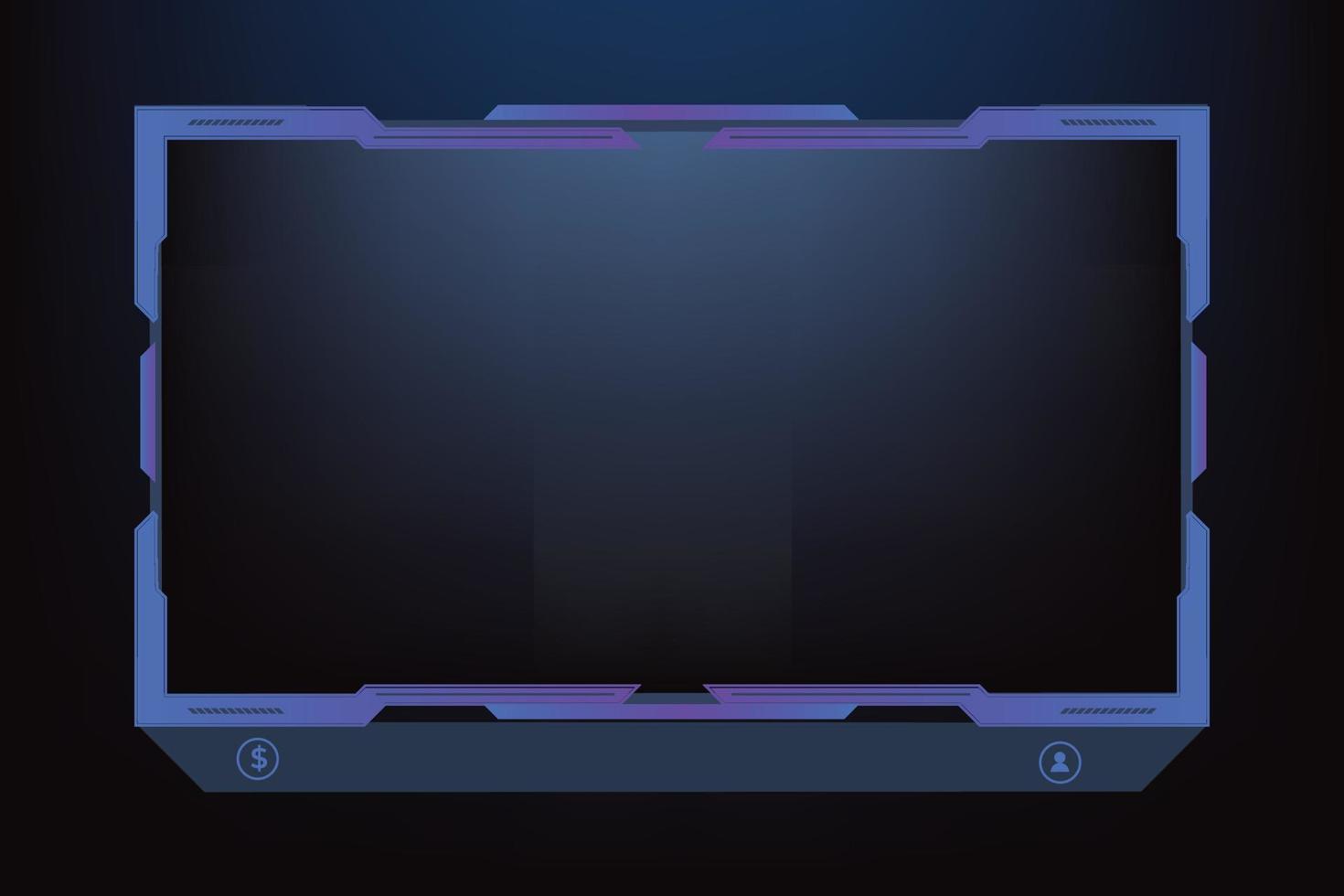 diseño de interfaz de usuario en línea con color azul oscuro. panel de pantalla de juego simple y diseño superpuesto con vector de pantalla fuera de línea. superposición de transmisión en vivo y el borde de transmisión con formas abstractas.