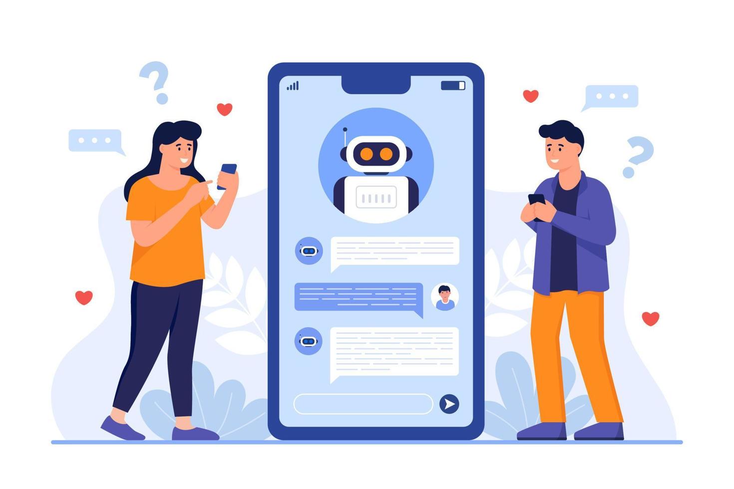 People Chat using AI Bot Technology Concept vector