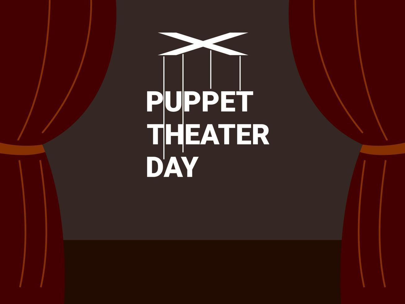 puppet theater day flat design vector illustration