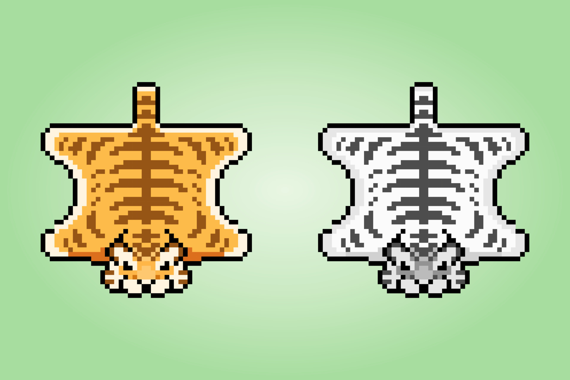 8 bit pixel a tiger rug. Animals for game assets and cross stitch