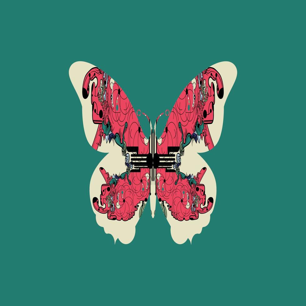 A butterfly with doodle art vector