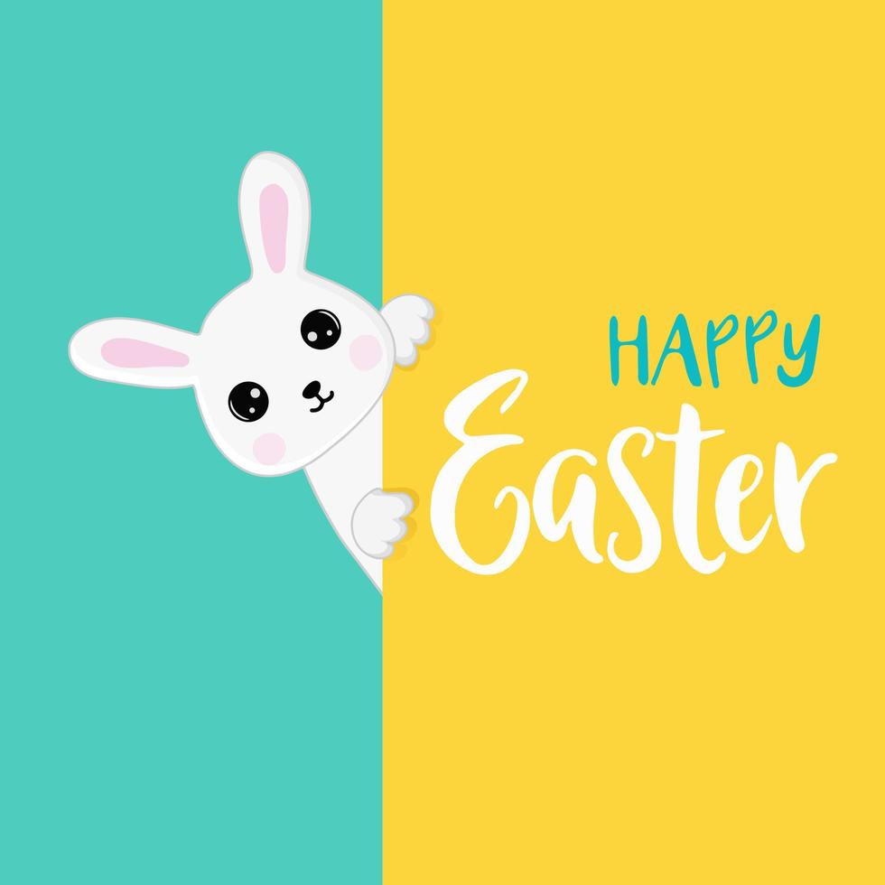 Cute little easter bunny. Character in cartoon style. Happy Easter greeting card vector