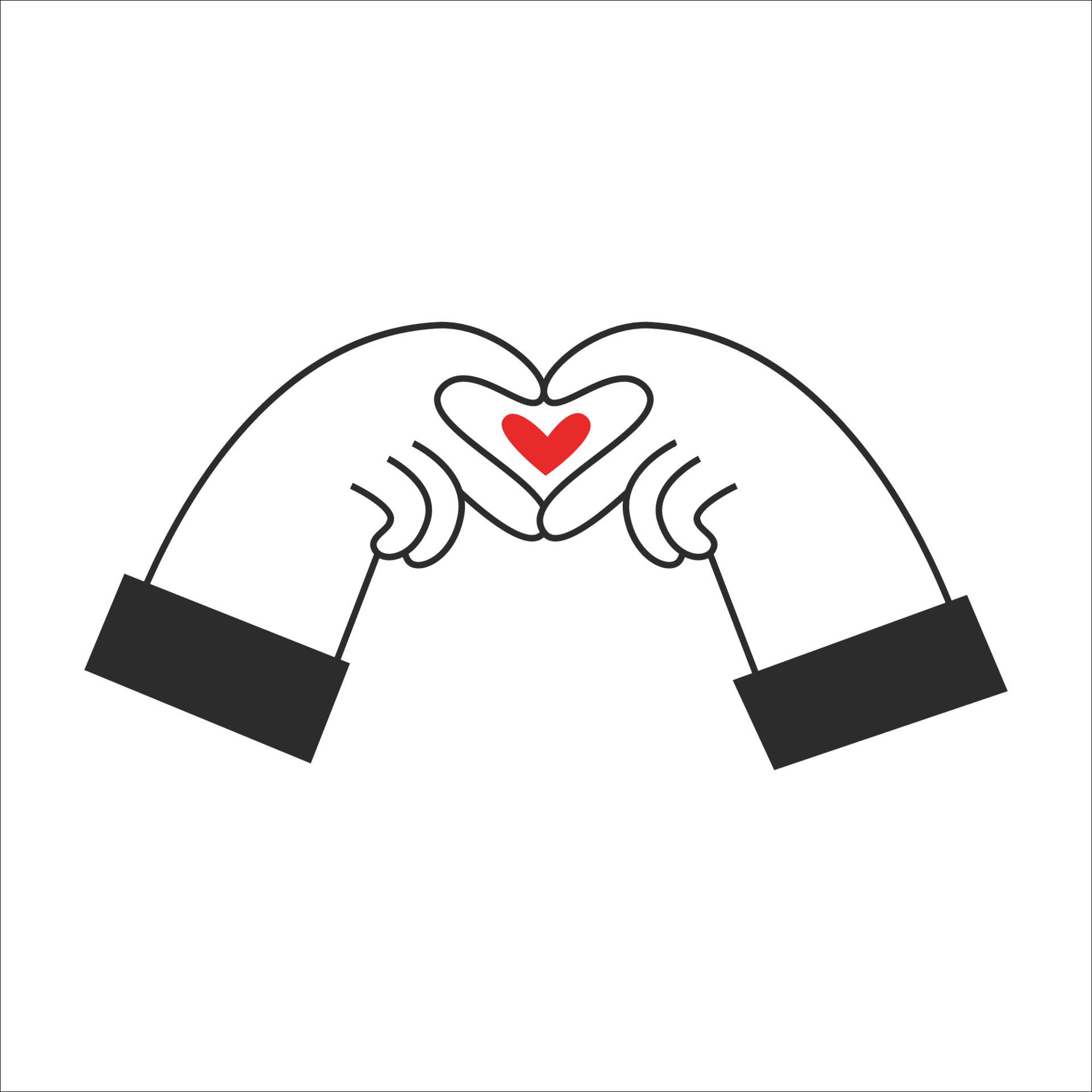 Hands make a shape of a heart with fingers. Valentine