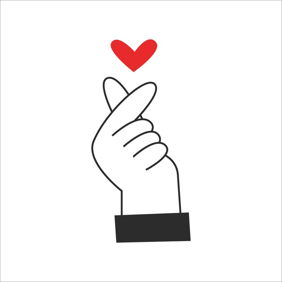 manos hacer un forma de un corazón con dedos. San Valentín día y amor símbolo. romántico coreano gesto. vector plano ilustración.