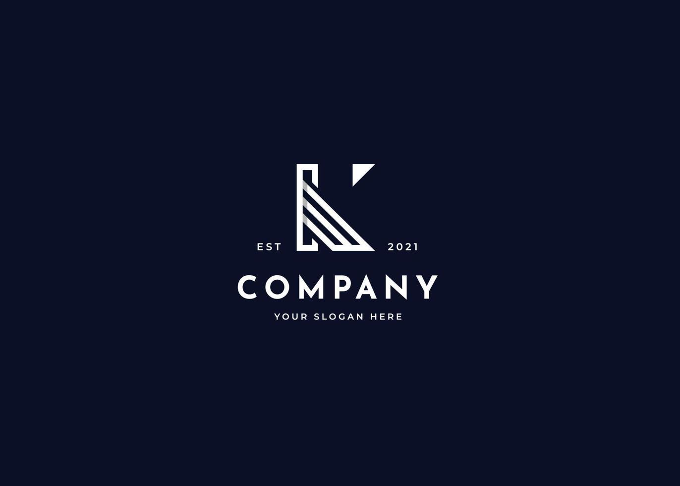 Letter K minimalist logo with clean and elegant lines style design vector illustration