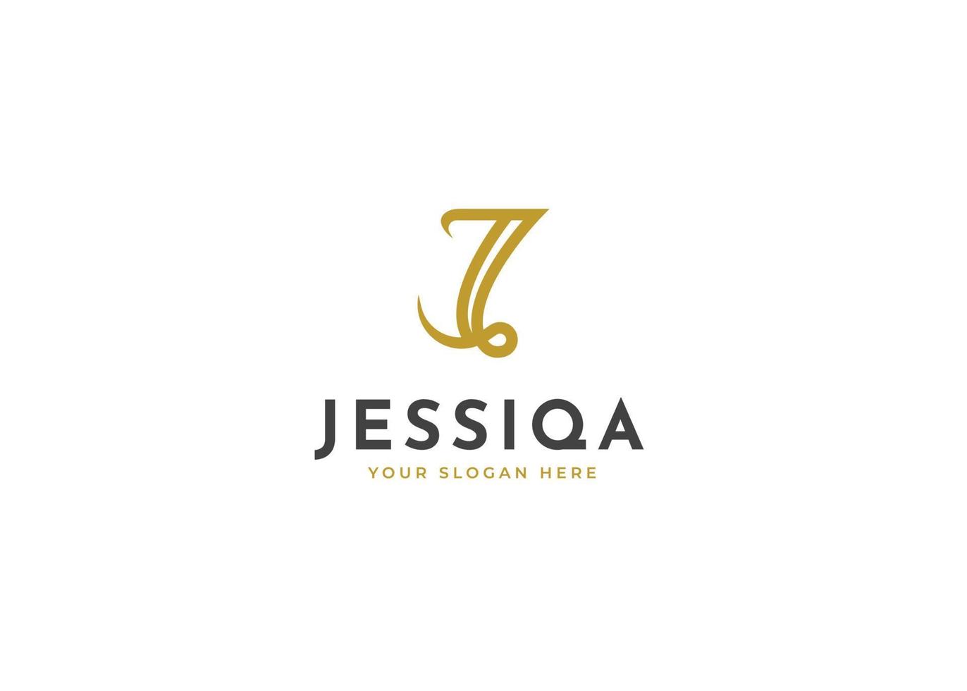 Letter J minimalist logo with clean and elegant lines style design vector illustration