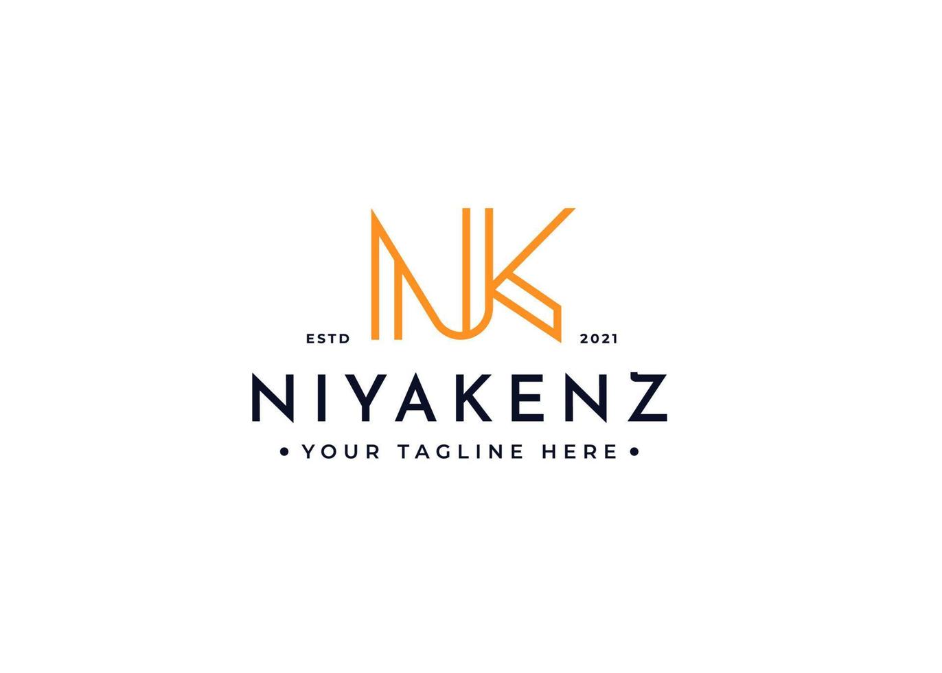 Creative letter NK minimalist logo with clean and elegant lines style design vector illustration