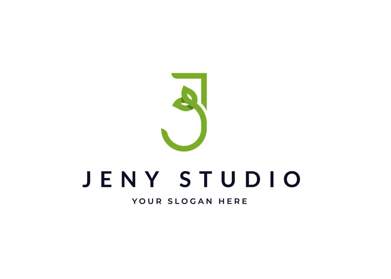 Letter J leaf minimalist logo with clean and elegant lines style design vector illustration