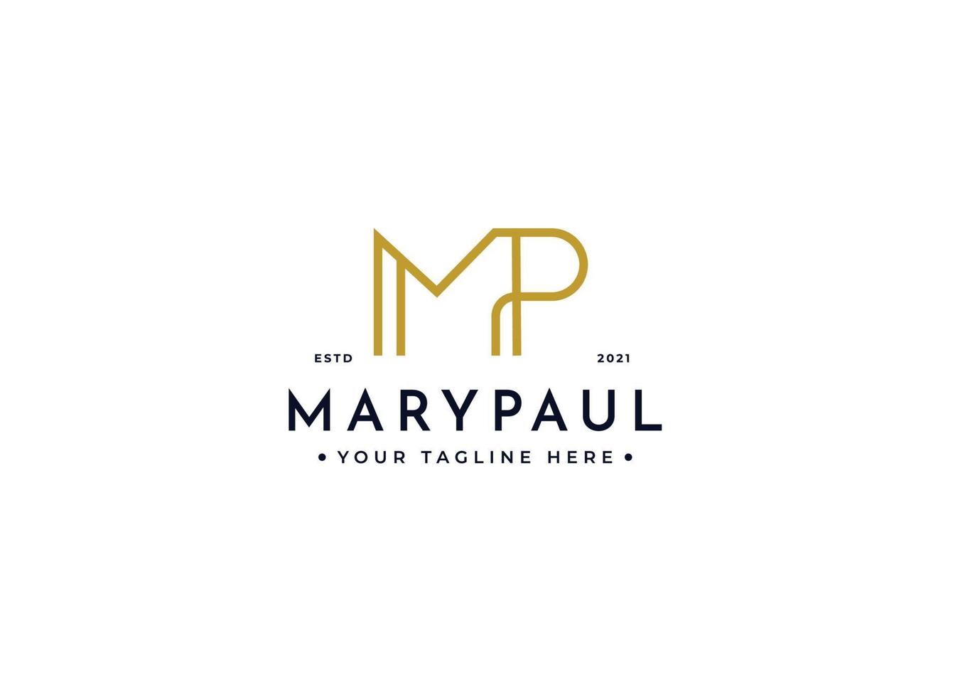 Creative letter MP minimalist logo with clean and elegant lines style design vector illustration