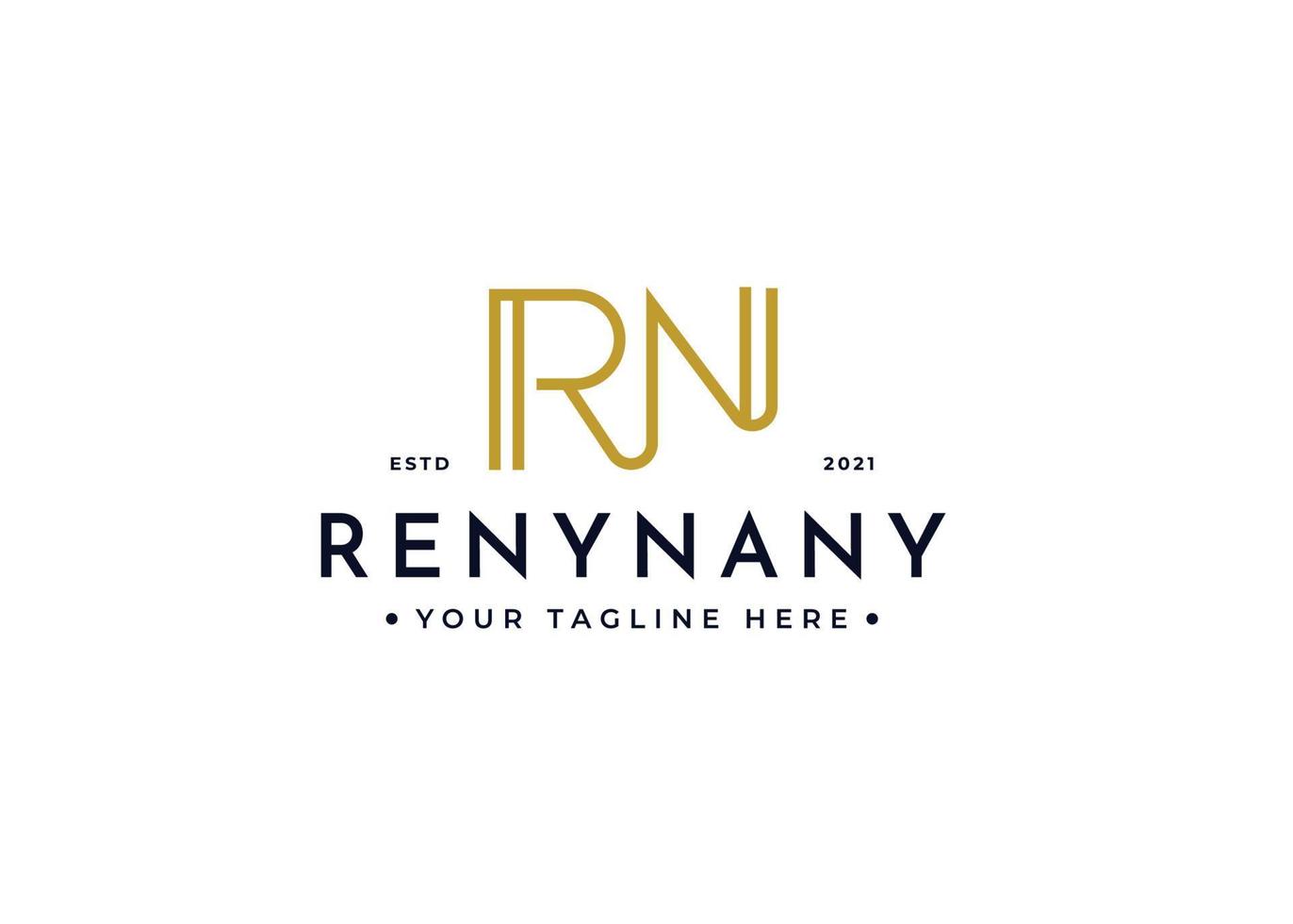 Creative letter RN minimalist logo with clean and elegant lines style design vector illustration