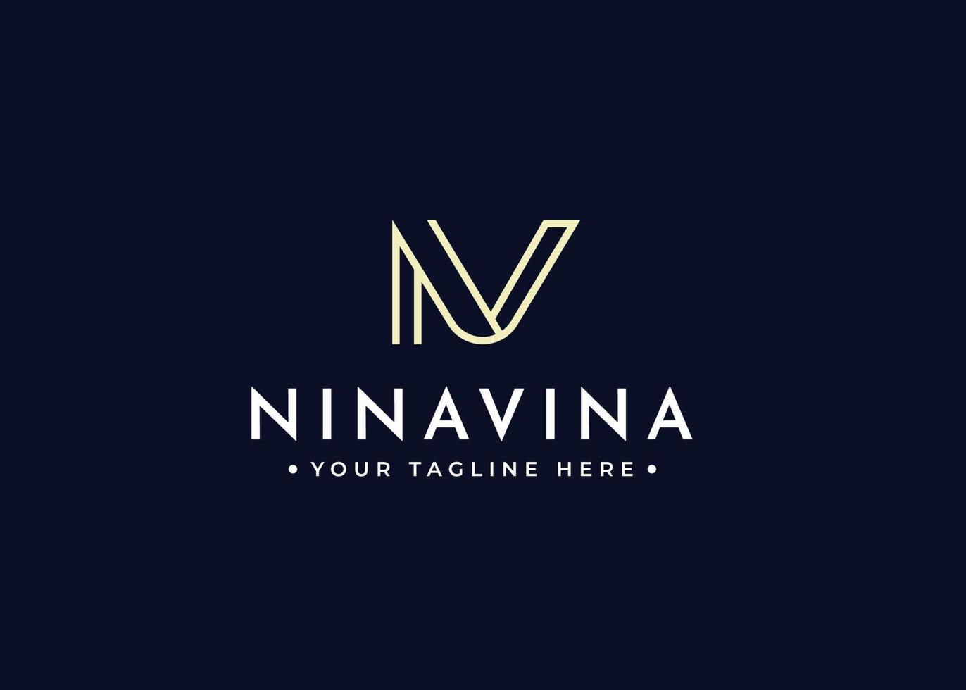 Creative letter NV minimalist logo with clean and elegant lines style design vector illustration